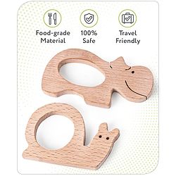 Babyhug Snail And Hippo Shaped Teether - Beige