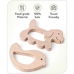Babyhug Snail And Hippo Shaped Teether - Beige