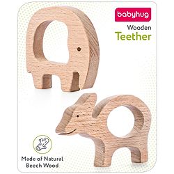Babyhug Snail And Hippo Shaped Teether - Beige