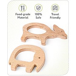 Babyhug Snail And Hippo Shaped Teether - Beige