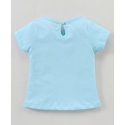 Babyhug 100%Cotton Knit Half Sleeves Top Star Melon Graphic Print - Blue