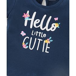 Babyhug 100% Cotton Knit Half Sleeves Top Text Graphics Print - Navy