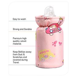 Babyhug Feeding Bottle Cover Bear Print Pink- Fits up to 260 ml
