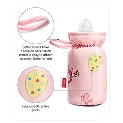 Babyhug Feeding Bottle Cover Bear Print Pink- Fits up to 260 ml