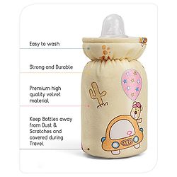 Babyhug Feeding Bottle Cover Car Print Yellow- Fits up to 260 ml