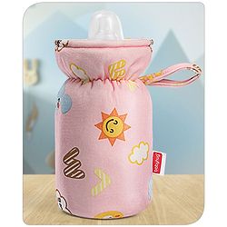 Babyhug Feeding Bottle Cover Bear Print Pink- Fits up to 260 ml