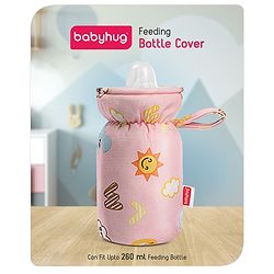 Babyhug Feeding Bottle Cover Bear Print Pink- Fits up to 260 ml