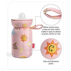 Babyhug Feeding Bottle Cover Bear Print Pink- Fits up to 260 ml