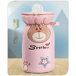 Babyhug Feeding Bottle Cover Bear Print Pink- Fits up to 260 ml