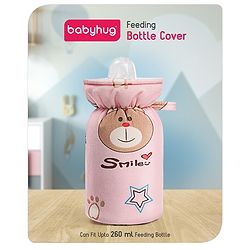 Babyhug Feeding Bottle Cover Bear Print Pink- Fits up to 260 ml