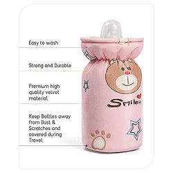Babyhug Feeding Bottle Cover Bear Print Pink- Fits up to 260 ml