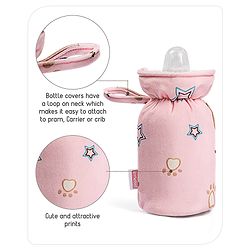 Babyhug Feeding Bottle Cover Bear Print Pink- Fits up to 260 ml