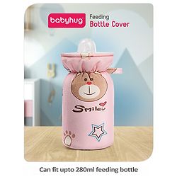 Babyhug Feeding Bottle Cover Bear Print Pink- Fits Upto 280 ml Bottle