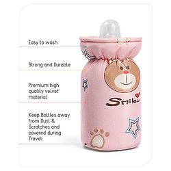 Babyhug Feeding Bottle Cover Bear Print Pink- Fits Upto 280 ml Bottle