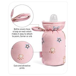 Babyhug Feeding Bottle Cover Bear Print Pink- Fits Upto 280 ml Bottle