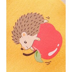 Babyhug 100% Cotton Cap Mittens & Booties With Porcupine Print -Yellow