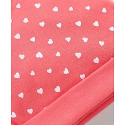Babyhug 100% Cotton Cap Mittens & Booties Heart Print Red - Diameter 15 cm
