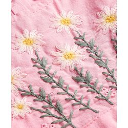 Babyhug 100% Cotton Half Sleeves Frock with Cotton Lining Schiffli & Floral Embroidery - Pink