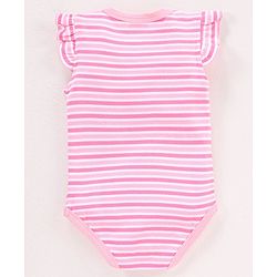 Babyhug 100% Cotton Half Cap Sleeves Stripe Onesie - Pink
