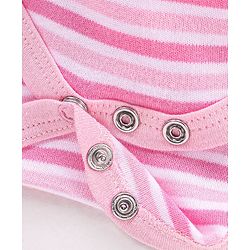 Babyhug 100% Cotton Half Cap Sleeves Stripe Onesie - Pink
