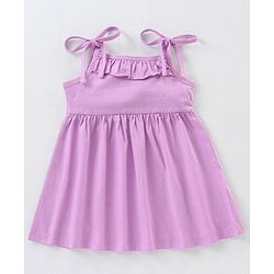 Babyhug 100% Cotton Sleeveless Solid Frock With Bloomer - Lilac