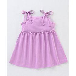 Babyhug 100% Cotton Sleeveless Solid Frock With Bloomer - Lilac