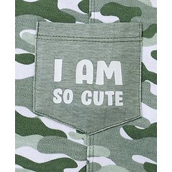 Babyhug 100% Cotton Half Sleeves Tee & Dungaree Set Camo & Dino Print- Yellow & Green