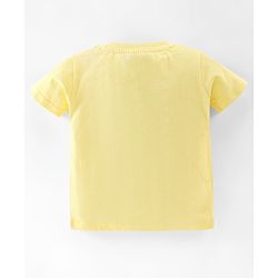 Babyhug 100% Cotton Knit Half Sleeves T-Shirt & Dungaree Set Striped - Yellow & Blue