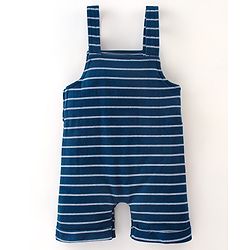 Babyhug 100% Cotton Knit Half Sleeves T-Shirt & Dungaree Set Striped - Yellow & Blue