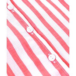 Babyhug Rayon Woven Sleeveless Striped Top with Tie-Up Detail - White & Peach