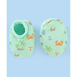 Babyhug 100% Cotton Cap Mittens & Booties Beach Print - Diameter 11 cm