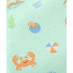 Babyhug 100% Cotton Cap Mittens & Booties Beach Print - Diameter 11 cm