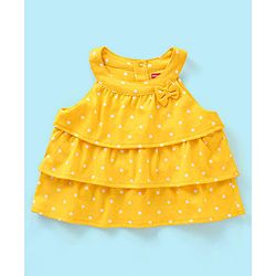Babyhug 100% Cotton Sleeveless Top & Short Set Dot Print- Yellow & Blue