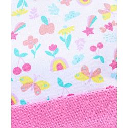 Babyhug 100% Cotton Cap Mittens & Booties Floral Print- Pink