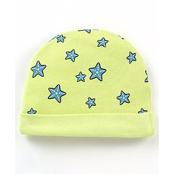 Babyhug 100% Cotton Cap Mittens & Booties Star Fish Print Green- Diameter 12.5 cm