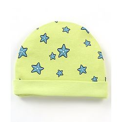 Babyhug 100% Cotton Cap Mittens & Booties Star Fish Print Green- Diameter 12.5 cm