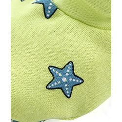 Babyhug 100% Cotton Cap Mittens & Booties Star Fish Print Green- Diameter 12.5 cm