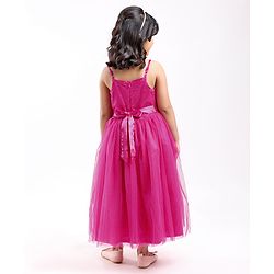 Babyhug Sleeveless Party Wear Gown with Sequin Embellished - Dark Pink