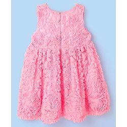 Babyhug Woven Sleeveless Frock with 3D Fabric - Light Pink