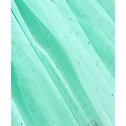 Babyhug Woven Sleeveless Textured Party Dress with Lace Yoke - Mint & Pink