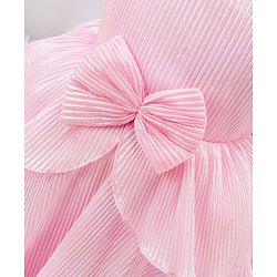 Babyhug Sleeveless Party Frock with Bow Applique - Pink