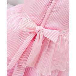 Babyhug Sleeveless Party Frock with Bow Applique - Pink