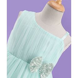 Babyhug Sleeveless Layered Frill Party Frock with Bow Applique - Sea Green