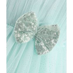 Babyhug Sleeveless Layered Frill Party Frock with Bow Applique - Sea Green
