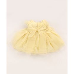 Babyhug Half Flutter Sleeves Mesh Solid Color Party Frock Corsage Detailing - Yellow