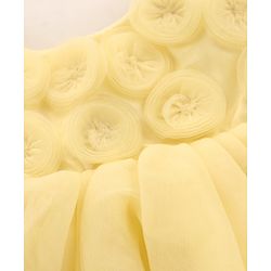Babyhug Half Flutter Sleeves Mesh Solid Color Party Frock Corsage Detailing - Yellow
