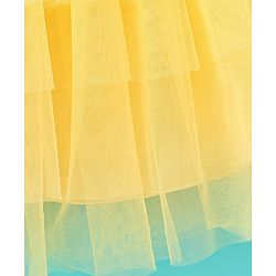 Babyhug Half Flutter Sleeves Mesh Solid Color Party Frock Corsage Detailing - Yellow