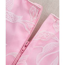 Babyhug Sleeveless Embroidered Party Frock With Floral Corsage- Pink