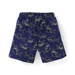Babyhug Cotton Knit Half Sleeves Night Suit Shark Print - Navy Blue