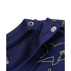 Babyhug Cotton Knit Half Sleeves Night Suit Shark Print - Navy Blue